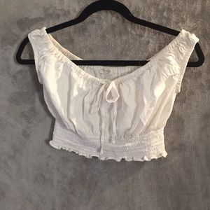 White Brandy Melville Peasant Crop Top Blouse